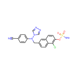 N#Cc1ccc(N(Cc2ccc3c(Cl)c(OS(N)(=O)=O)ccc3c2)n2cnnc2)cc1 ZINC000142533444