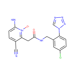 N#Cc1ccc(N)[n+]([O-])c1CC(=O)NCc1cc(Cl)ccc1-n1cnnn1 ZINC000028524243