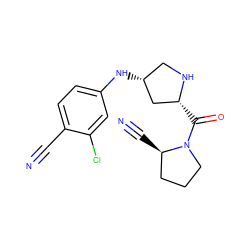 N#Cc1ccc(N[C@@H]2CN[C@H](C(=O)N3CCC[C@H]3C#N)C2)cc1Cl ZINC000053253884