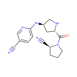 N#Cc1ccc(N[C@H]2CN[C@H](C(=O)N3CCC[C@H]3C#N)C2)nc1 ZINC000028478247