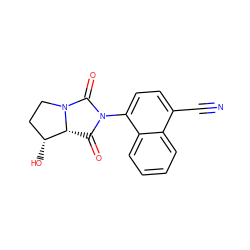 N#Cc1ccc(N2C(=O)[C@@H]3[C@H](O)CCN3C2=O)c2ccccc12 ZINC000014967191