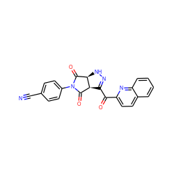 N#Cc1ccc(N2C(=O)[C@H]3NN=C(C(=O)c4ccc5ccccc5n4)[C@H]3C2=O)cc1 ZINC000018202958