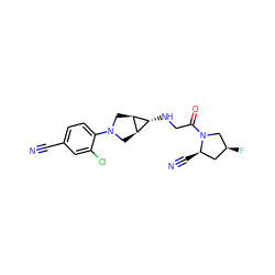 N#Cc1ccc(N2C[C@H]3[C@H](NCC(=O)N4C[C@@H](F)C[C@H]4C#N)[C@H]3C2)c(Cl)c1 ZINC000101180479