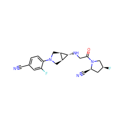 N#Cc1ccc(N2C[C@H]3[C@H](NCC(=O)N4C[C@@H](F)C[C@H]4C#N)[C@H]3C2)c(F)c1 ZINC000101180418