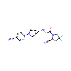 N#Cc1ccc(N2C[C@H]3[C@H](NCC(=O)N4CC(F)(F)C[C@H]4C#N)[C@H]3C2)nc1 ZINC000101180076