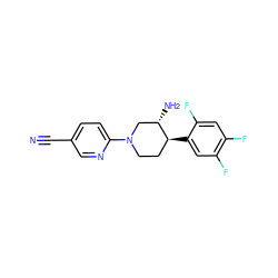 N#Cc1ccc(N2CC[C@H](c3cc(F)c(F)cc3F)[C@@H](N)C2)nc1 ZINC000028707318