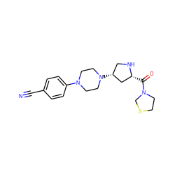 N#Cc1ccc(N2CCN([C@@H]3CN[C@H](C(=O)N4CCSC4)C3)CC2)cc1 ZINC000028889055