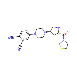 N#Cc1ccc(N2CCN([C@@H]3CN[C@H](C(=O)N4CCSC4)C3)CC2)cc1C#N ZINC000028889071