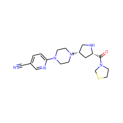 N#Cc1ccc(N2CCN([C@@H]3CN[C@H](C(=O)N4CCSC4)C3)CC2)nc1 ZINC000028889144