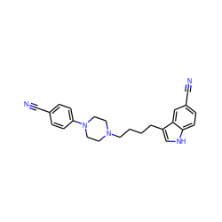 N#Cc1ccc(N2CCN(CCCCc3c[nH]c4ccc(C#N)cc34)CC2)cc1 ZINC000001893305