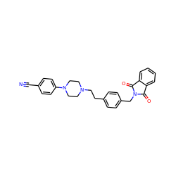 N#Cc1ccc(N2CCN(CCc3ccc(CN4C(=O)c5ccccc5C4=O)cc3)CC2)cc1 ZINC000213934769