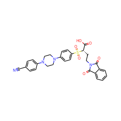 N#Cc1ccc(N2CCN(c3ccc(S(=O)(=O)[C@@H](CCN4C(=O)c5ccccc5C4=O)C(=O)O)cc3)CC2)cc1 ZINC000034801827