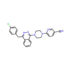 N#Cc1ccc(N2CCN(c3nnc(Cc4ccc(Cl)cc4)c4ccccc34)CC2)nc1 ZINC000040976144