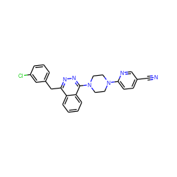 N#Cc1ccc(N2CCN(c3nnc(Cc4cccc(Cl)c4)c4ccccc34)CC2)nc1 ZINC000040425395