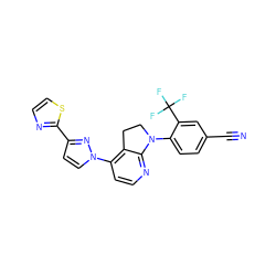 N#Cc1ccc(N2CCc3c(-n4ccc(-c5nccs5)n4)ccnc32)c(C(F)(F)F)c1 ZINC000040864266