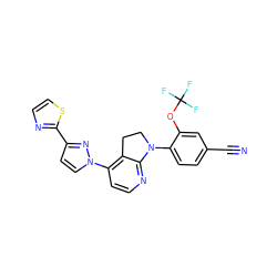 N#Cc1ccc(N2CCc3c(-n4ccc(-c5nccs5)n4)ccnc32)c(OC(F)(F)F)c1 ZINC000040866874