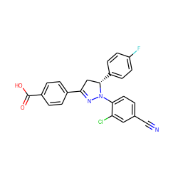 N#Cc1ccc(N2N=C(c3ccc(C(=O)O)cc3)C[C@@H]2c2ccc(F)cc2)c(Cl)c1 ZINC000058592818