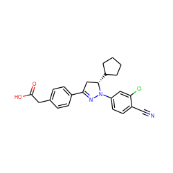 N#Cc1ccc(N2N=C(c3ccc(CC(=O)O)cc3)C[C@@H]2C2CCCC2)cc1Cl ZINC000058651263