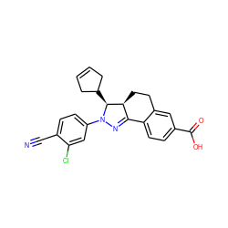 N#Cc1ccc(N2N=C3c4ccc(C(=O)O)cc4CC[C@@H]3[C@@H]2C2CC=CC2)cc1Cl ZINC000058576098