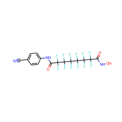 N#Cc1ccc(NC(=O)C(F)(F)C(F)(F)C(F)(F)C(F)(F)C(F)(F)C(F)(F)C(=O)NO)cc1 ZINC000082158279