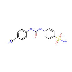 N#Cc1ccc(NC(=O)Nc2ccc(S(N)(=O)=O)cc2)cc1 ZINC000066251488