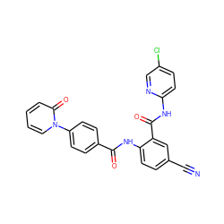 N#Cc1ccc(NC(=O)c2ccc(-n3ccccc3=O)cc2)c(C(=O)Nc2ccc(Cl)cn2)c1 ZINC000029046661