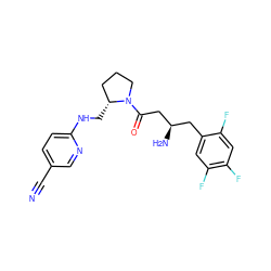 N#Cc1ccc(NC[C@@H]2CCCN2C(=O)C[C@H](N)Cc2cc(F)c(F)cc2F)nc1 ZINC000043016609