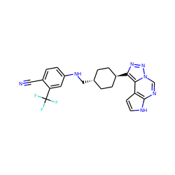 N#Cc1ccc(NC[C@H]2CC[C@H](c3nnn4cnc5[nH]ccc5c34)CC2)cc1C(F)(F)F ZINC001772612562