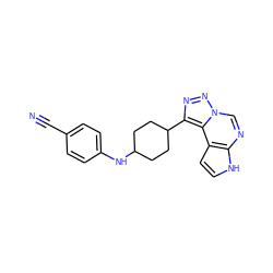 N#Cc1ccc(NC2CCC(c3nnn4cnc5[nH]ccc5c34)CC2)cc1 ZINC001772624567