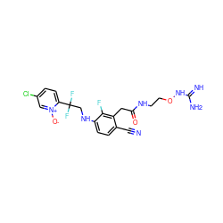 N#Cc1ccc(NCC(F)(F)c2ccc(Cl)c[n+]2[O-])c(F)c1CC(=O)NCCONC(=N)N ZINC000029043550