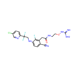 N#Cc1ccc(NCC(F)(F)c2ccc(Cl)cn2)c(F)c1CC(=O)NCCONC(=N)N ZINC000029043701