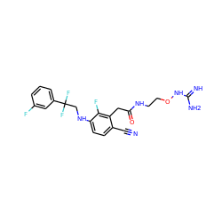 N#Cc1ccc(NCC(F)(F)c2cccc(F)c2)c(F)c1CC(=O)NCCONC(=N)N ZINC000029043616