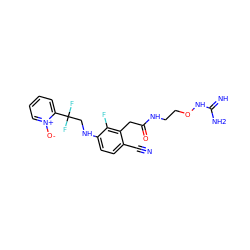 N#Cc1ccc(NCC(F)(F)c2cccc[n+]2[O-])c(F)c1CC(=O)NCCONC(=N)N ZINC000029043554