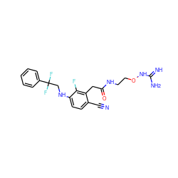 N#Cc1ccc(NCC(F)(F)c2ccccc2)c(F)c1CC(=O)NCCONC(=N)N ZINC000029042538