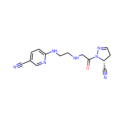 N#Cc1ccc(NCCNCC(=O)N2N=CC[C@@H]2C#N)nc1 ZINC000013829391