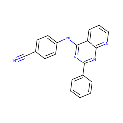 N#Cc1ccc(Nc2nc(-c3ccccc3)nc3ncccc23)cc1 ZINC001772657097