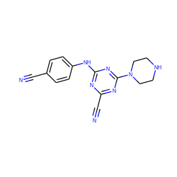 N#Cc1ccc(Nc2nc(C#N)nc(N3CCNCC3)n2)cc1 ZINC001772618960