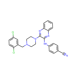 N#Cc1ccc(Nc2nc3ccccc3nc2N2CCN(Cc3cc(Cl)ccc3Cl)CC2)cc1 ZINC000144794778