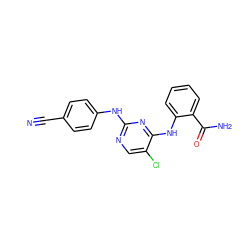 N#Cc1ccc(Nc2ncc(Cl)c(Nc3ccccc3C(N)=O)n2)cc1 ZINC000169322410