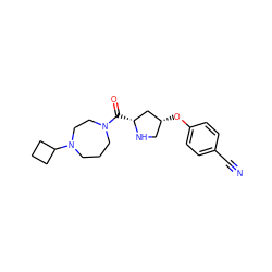 N#Cc1ccc(O[C@@H]2CN[C@H](C(=O)N3CCCN(C4CCC4)CC3)C2)cc1 ZINC000049113673