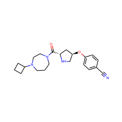 N#Cc1ccc(O[C@H]2CN[C@H](C(=O)N3CCCN(C4CCC4)CC3)C2)cc1 ZINC000049089502