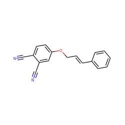 N#Cc1ccc(OC/C=C/c2ccccc2)cc1C#N ZINC000087723542