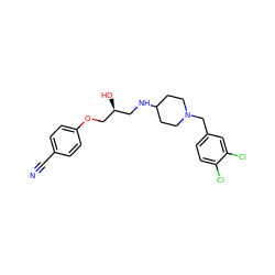 N#Cc1ccc(OC[C@@H](O)CNC2CCN(Cc3ccc(Cl)c(Cl)c3)CC2)cc1 ZINC000095562237