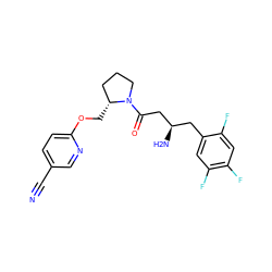 N#Cc1ccc(OC[C@@H]2CCCN2C(=O)C[C@H](N)Cc2cc(F)c(F)cc2F)nc1 ZINC000043080704