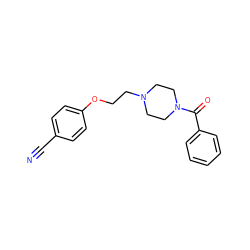 N#Cc1ccc(OCCN2CCN(C(=O)c3ccccc3)CC2)cc1 ZINC000014232063