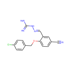 N#Cc1ccc(OCc2ccc(Cl)cc2)c(/C=N/NC(=N)N)c1 ZINC000028888730