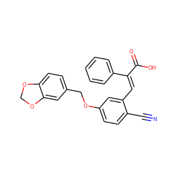 N#Cc1ccc(OCc2ccc3c(c2)OCO3)cc1/C=C(/C(=O)O)c1ccccc1 ZINC000013780367