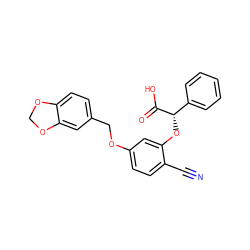 N#Cc1ccc(OCc2ccc3c(c2)OCO3)cc1O[C@H](C(=O)O)c1ccccc1 ZINC000013558040