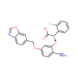 N#Cc1ccc(OCc2ccc3ncoc3c2)cc1O[C@H](C(=O)O)c1ccccc1Cl ZINC000013558065