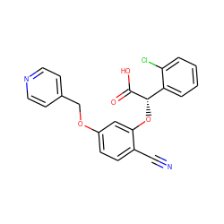 N#Cc1ccc(OCc2ccncc2)cc1O[C@H](C(=O)O)c1ccccc1Cl ZINC000013558057